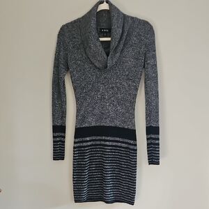 A. Byer Black and Gray Midi Dress